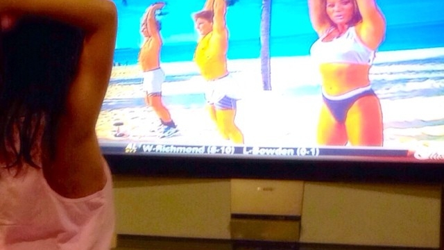 Working out with Mommy on TV