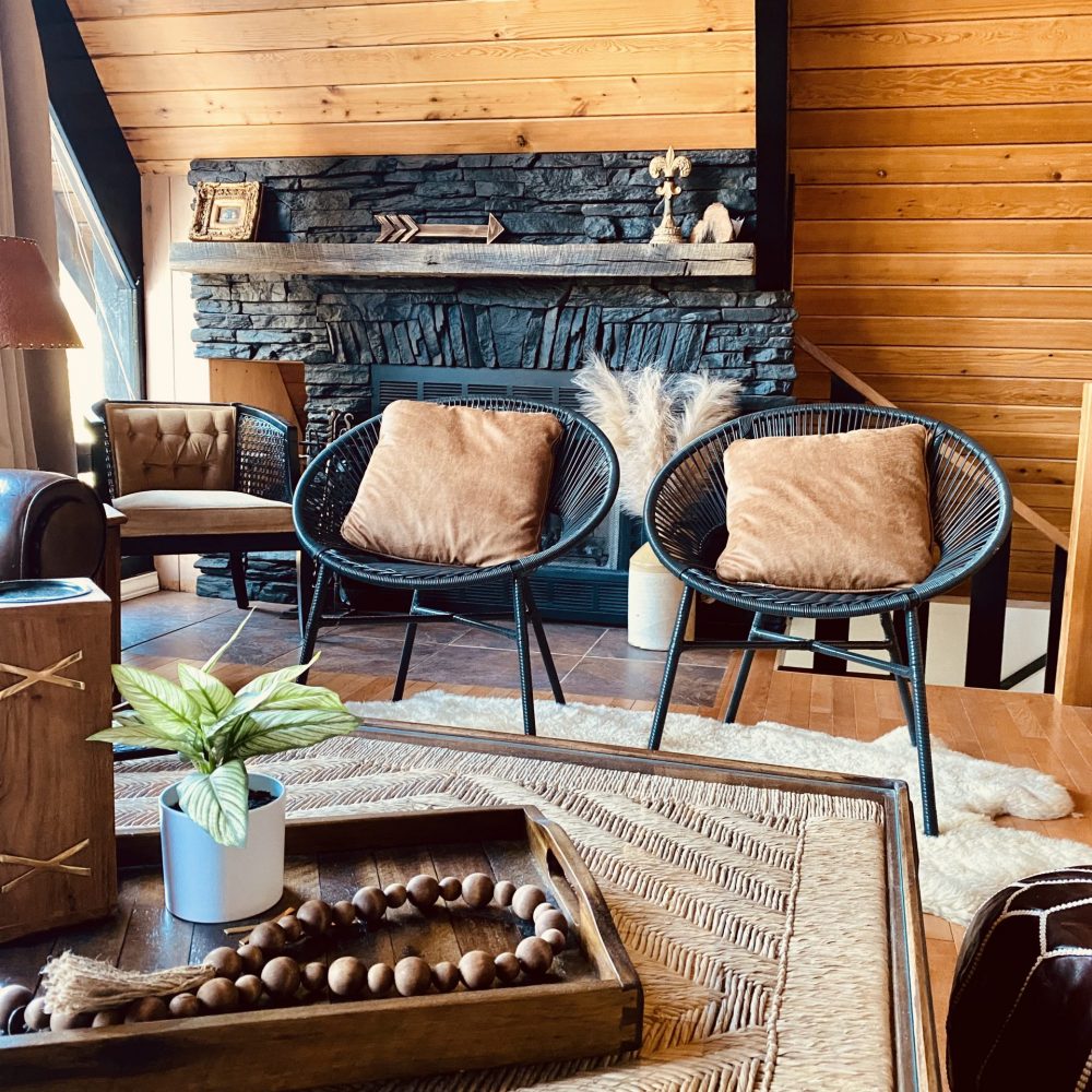 Foxx Den Cabin Fireplace & Chairs